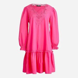 J. Crew V-neck mini dress with eyelet trim XL